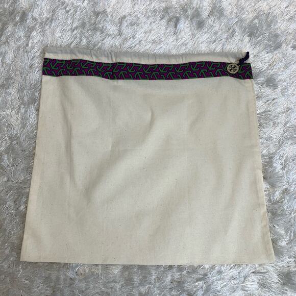 Large Tory Burch Dust Bag Cotton Purple Green Geometric Design - Picture 1 of 3